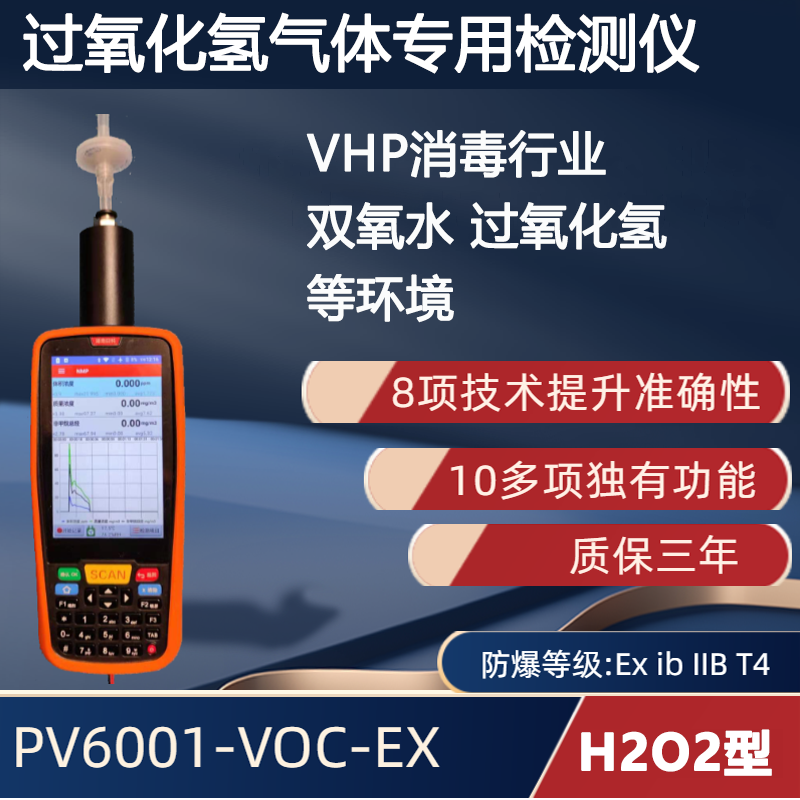 VHP消毒行業(yè): 手持便攜式雙氧水氣體檢測(cè)儀  手持便攜式過(guò)氧化氫氣體檢測(cè)儀 PV6001-VOC-EX 【H2O2 型】